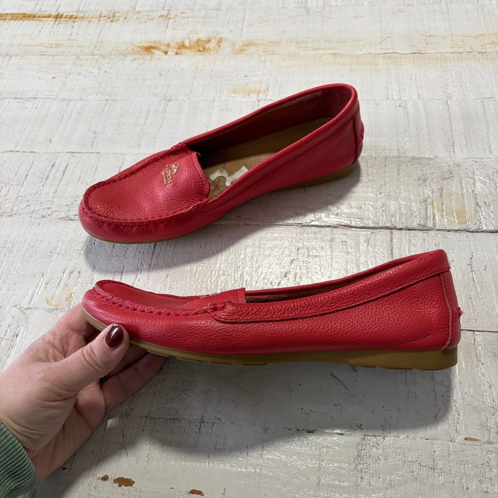 Coach Opal Pebbled Leather Loafers size 7.5 Coral Salmon Slip On Shoes - Picture 12 of 13